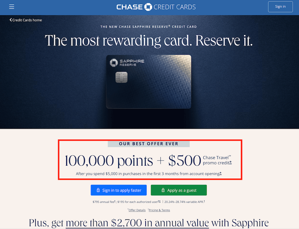 Chase Sapphire Reserve（チェイス・サファイア・リザーブ）